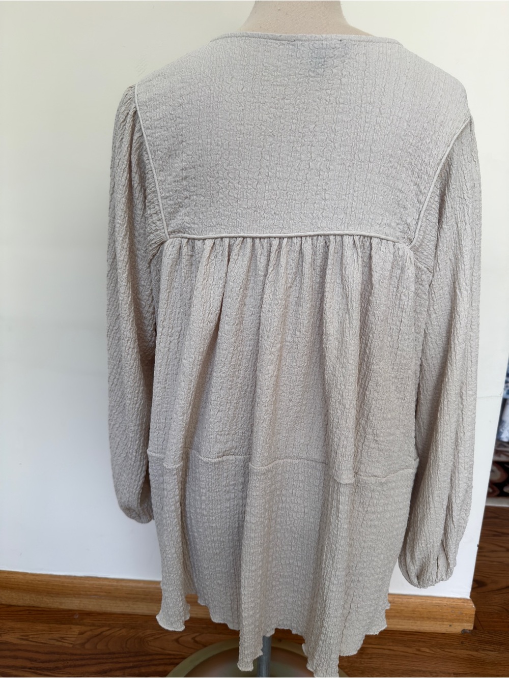 Ellos Cream Textured Tunic Top with Tassel Detail #173 - Picture 2 of 5